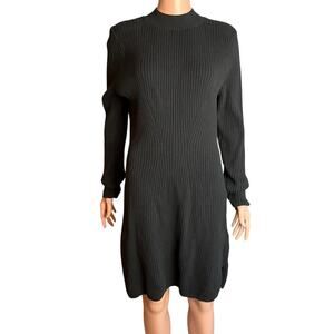 Hollister XXL Black Ribbed Turtleneck Sweater Dress Knee Length Cozycore Warm